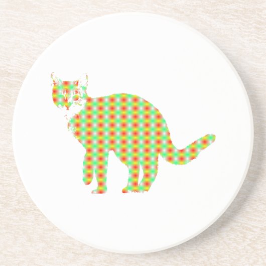 Patterned Cat Zandsteen Onderzetter (Voorkant)