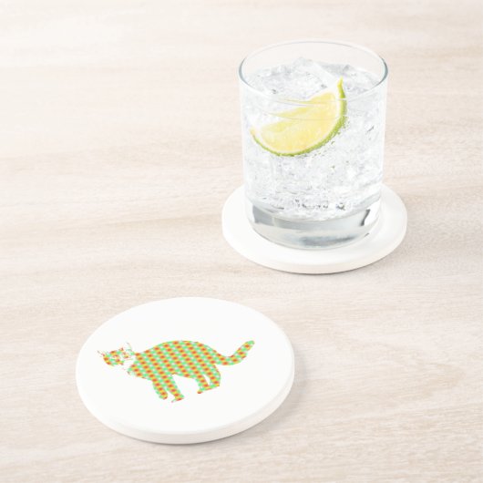 Patterned Cat Zandsteen Onderzetter (Zijkant)