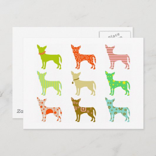 patterned-chihuahuas briefkaart (Voorkant / Achterkant)