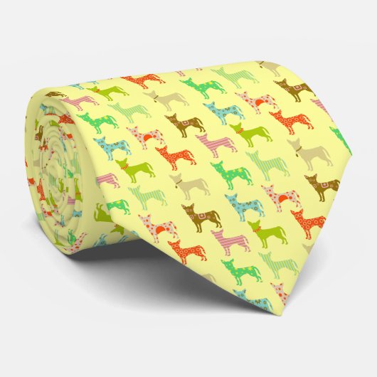 patterned-chihuahuas stropdas (Opgerold)