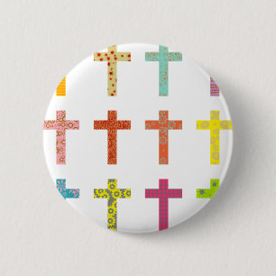 Patterned Crosses Ronde Button 5,7 Cm