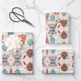Patterned design featuring colorful cartoon animal inpakpapier vel