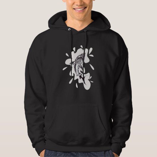Patterned exotic shark artwork black and white Meh Hoodie (Voorkant)