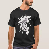 Patterned exotic shark artwork black and white Meh T-shirt (Voorkant)