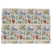Patterned fabric featuring elephants, giraffes groot cadeauzakje (Achterkant)