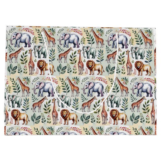 Patterned fabric featuring elephants, giraffes groot cadeauzakje (Achterkant)