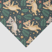 Patterned fabric featuring playful cartoon lion  tissuepapier (Detail)