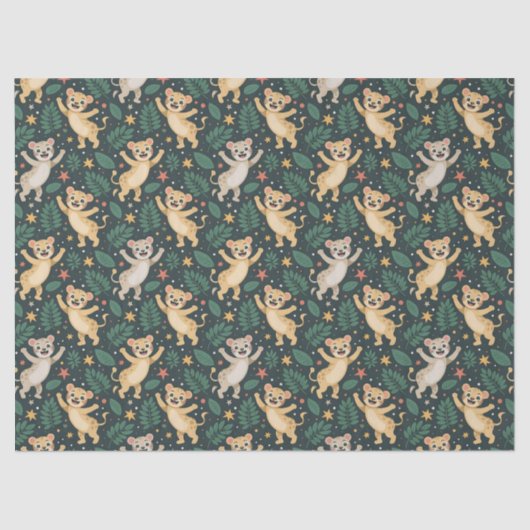 Patterned fabric featuring playful cartoon lion  tissuepapier (Voorkant)