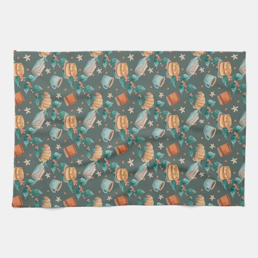 Patterned fabric with whimsical foxes Towel Theedoek (Horizontaal)
