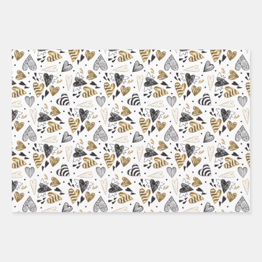 Patterned Heart Doodles Inpakpapier Vel (Voorkant 2)