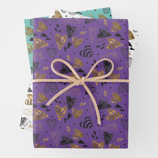 Patterned Heart Doodles Inpakpapier Vel (In situ)