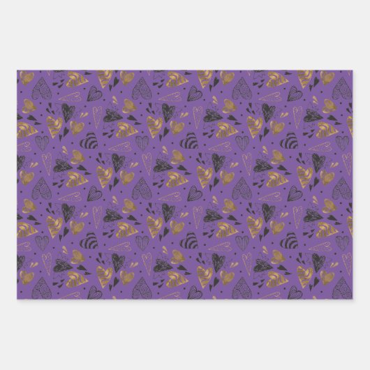 Patterned Heart Doodles Inpakpapier Vel (Voorkant)