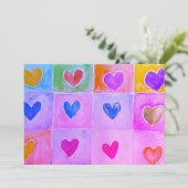 Patterned Hearts Valentijn Notecard Invitation Kaart (Staand voorkant)