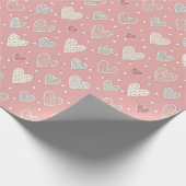 Patterned Hearts Valentijn Verjaardag Cadeaupapier (Hoek)