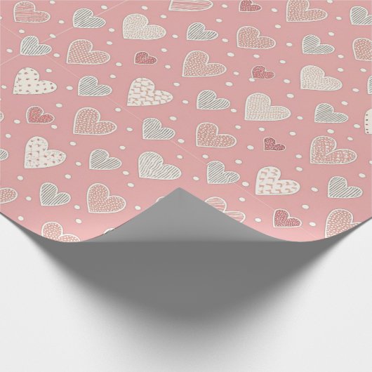 Patterned Hearts Valentijn Verjaardag Cadeaupapier (Hoek)