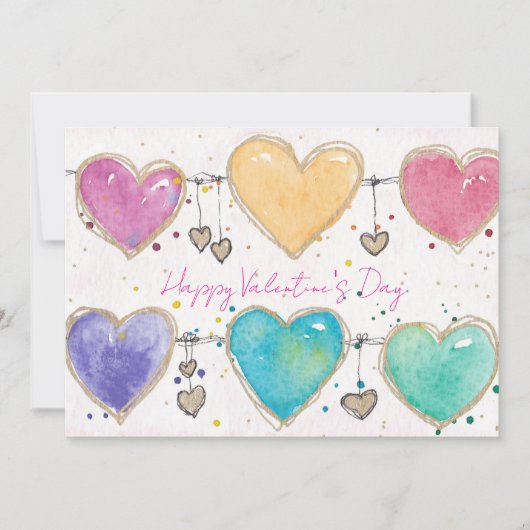 Patterned Hearts Valentine Notecard Invitation Kaart (Voorkant)