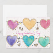Patterned Hearts Valentine Notecard Invitation Kaart (Voorkant / Achterkant)