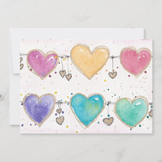 Patterned Hearts Valentine Notecard Invitation Kaart (Voorkant)