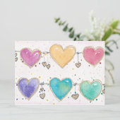 Patterned Hearts Valentine Notecard Invitation Kaart (Staand voorkant)