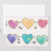 Patterned Hearts Valentine Notecard Invitation Kaart (Voorkant / Achterkant)