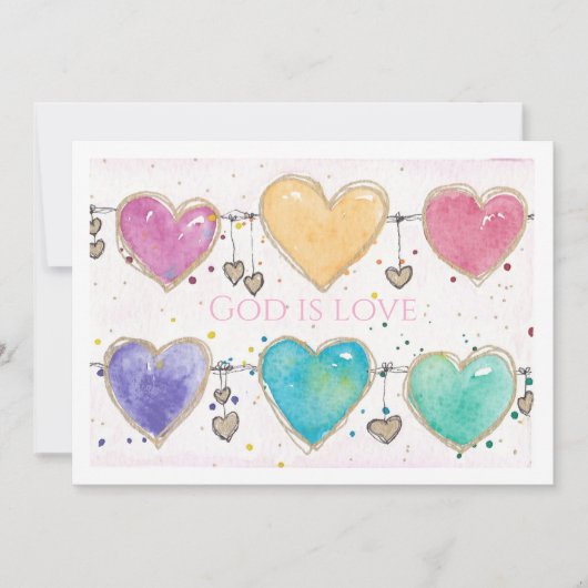 Patterned Hearts Valentine Notecard Invitation  Kaart (Voorkant)