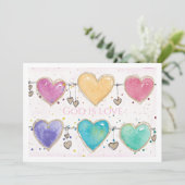 Patterned Hearts Valentine Notecard Invitation  Kaart (Staand voorkant)