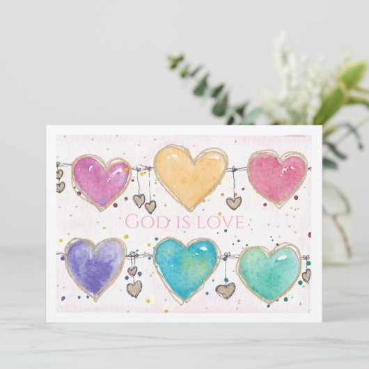 Patterned Hearts Valentine Notecard Invitation Kaart (Staand voorkant)