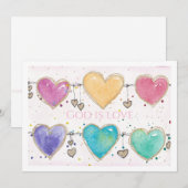 Patterned Hearts Valentine Notecard Invitation  Kaart (Voorkant / Achterkant)