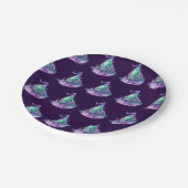 Patterned heksen Pet Paarse Halloween Party Papieren Bordje (Gekanteld)