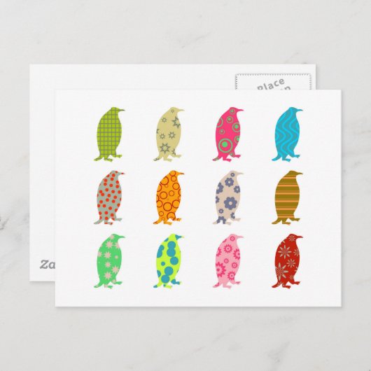 Patterned Penguins Briefkaart (Voorkant / Achterkant)