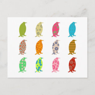 Patterned Penguins Briefkaart