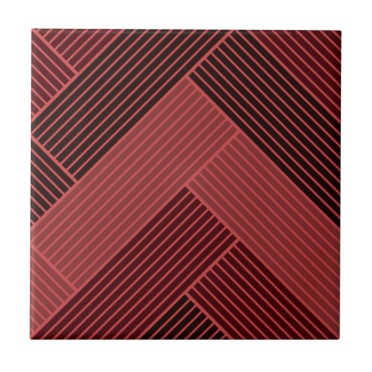 Patterned Red Burgundy Herringbone Tegeltje (Voorkant)