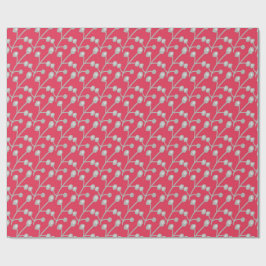 Patterned Silver-Grey Foliage on Bright Pink Red Cadeaupapier