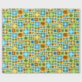 Patterned Tiles Birthday Add The Text Orange Green Cadeaupapier (Vlak)