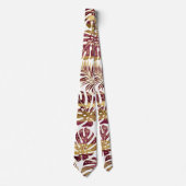 Patterned tropical leaves burgundy and gold stropdas (Voorkant)