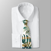 Patterned tropical leaves teal and gold stropdas (Gebonden)
