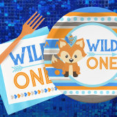 Patterned Wild One Fox 1e Verjaardag Papier Borden Papieren Bordje