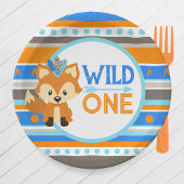 Patterned Wild One Fox 1e Verjaardag Papier Borden Papieren Bordje