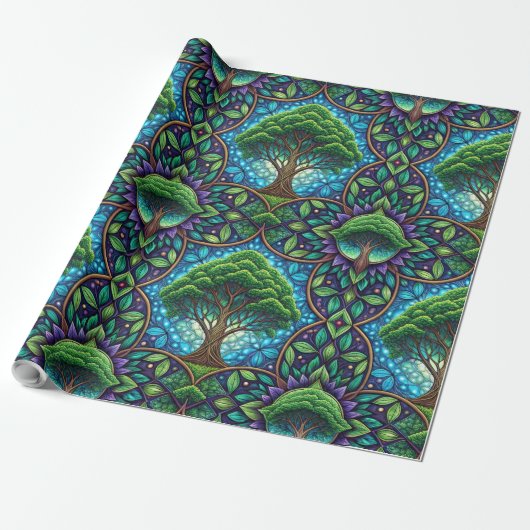 Patterned wrapping paper with vibrant green cadeaupapier (Uitgerold)