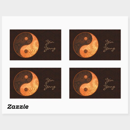 Patterned Yin Yang Gold Rechthoekige Sticker (Vel)