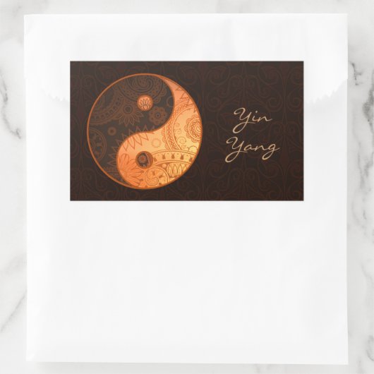 Patterned Yin Yang Gold Rechthoekige Sticker (Tas)
