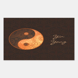 Patterned Yin Yang Gold Rechthoekige Sticker