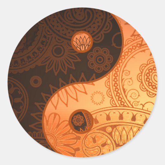 Patterned Yin Yang Gold Ronde Sticker (Voorkant)