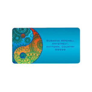 Patterned Yin Yang Oranje en Blue Etiket