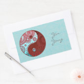 Patterned Yin Yang Red en Blue Rechthoekige Sticker (Envelop)
