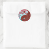 Patterned Yin Yang Red en Blue Ronde Sticker (Tas)