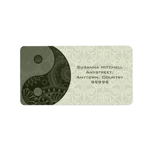 Patterned Yin Yang Sage Green Etiket (Voorkant)