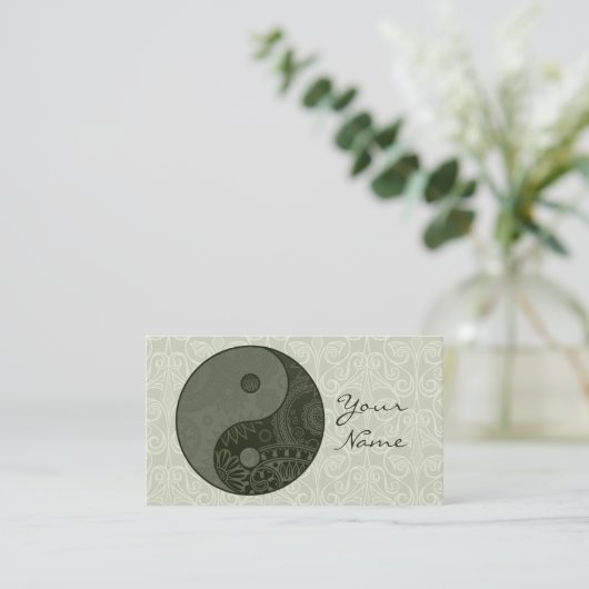 Patterned Yin Yang Sage Green ID325 Visitekaartje (Staand voorkant)
