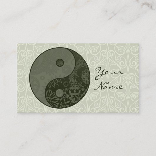 Patterned Yin Yang Sage Green ID325 Visitekaartje (Voorkant)