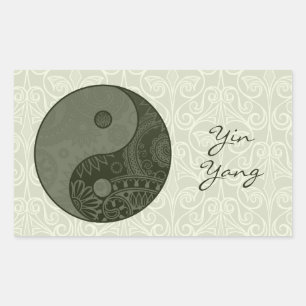 Patterned Yin Yang Sage Green Rechthoekige Sticker